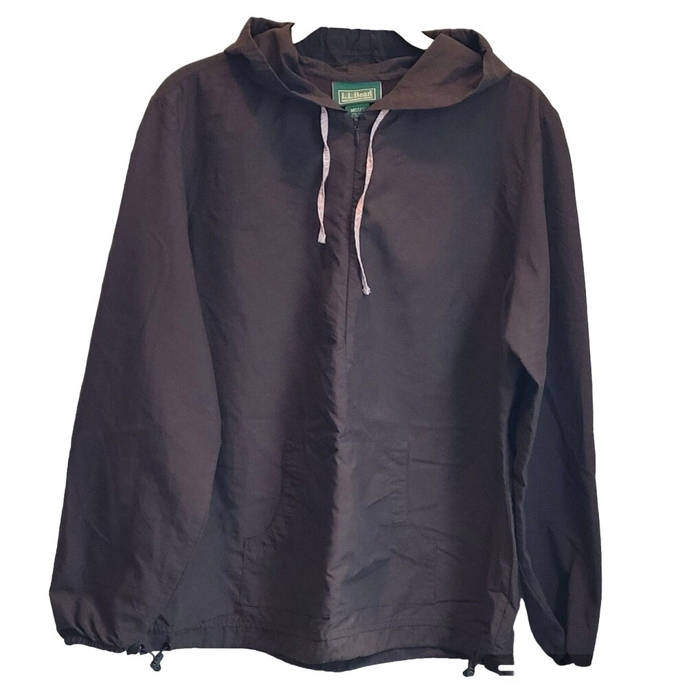 L.L. Bean Men's Dark Brown Hooded Pullover Anorak